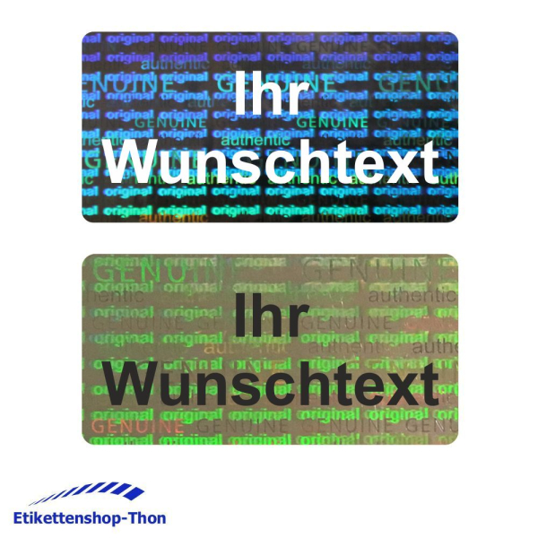 Hologramm VOID - Sicherheitsetiketten "IHR WUNSCHTEXT" auf Rolle - 30 x 15 mm - 1000 Stück - außen